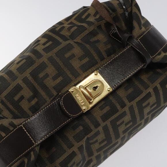 FENDI Zucca Canvas Hand Bag Brown Black Gold - Picture 6 of 13